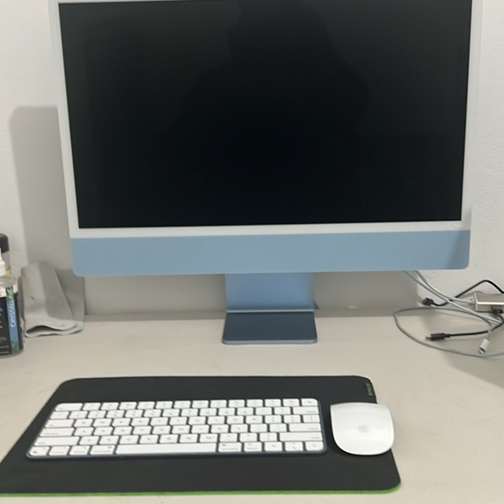 Apple Desktop with Light Blue Accents